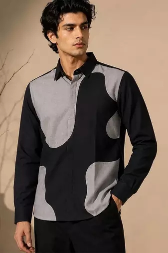 Black and grey malai cotton shirt