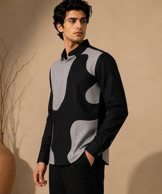 Black and grey malai cotton shirt 2