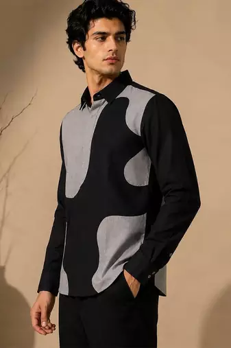 Black and grey malai cotton shirt