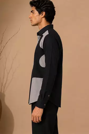 Black and grey malai cotton shirt