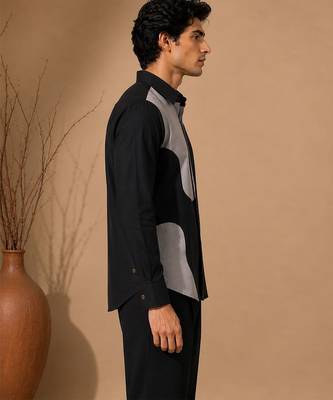 Black and grey malai cotton shirt 4