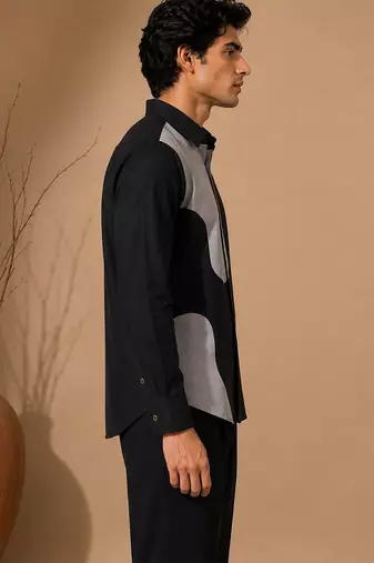 Black and grey malai cotton shirt