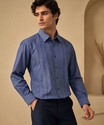 Blue threaded malai cotton shirt 1