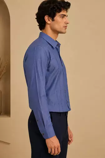 Blue threaded malai cotton shirt