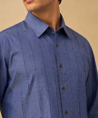Blue threaded malai cotton shirt 3