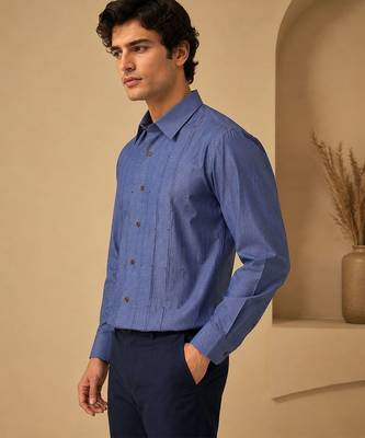 Blue threaded malai cotton shirt 5