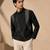 Black grey cotton silk zipper jacket