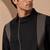 Black grey cotton silk zipper jacket