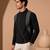 Black grey cotton silk zipper jacket