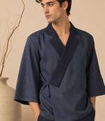 Blue kota cotton angrakha jacket top