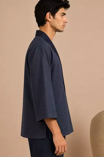Blue kota cotton angrakha jacket top