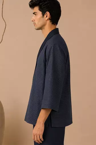 Blue kota cotton angrakha jacket top