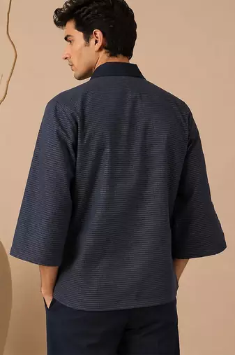 Blue kota cotton angrakha jacket top