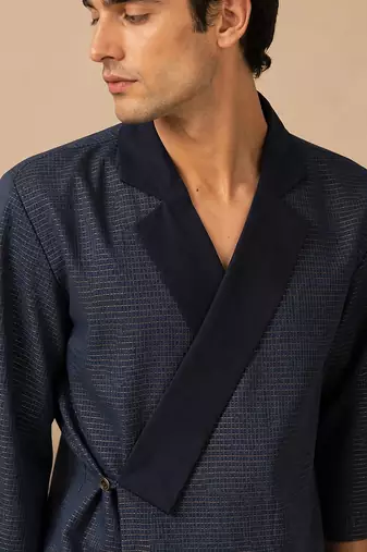 Blue kota cotton angrakha jacket top