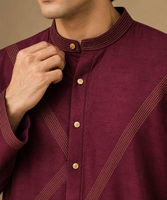 Wine dola silk kurta and pant 4