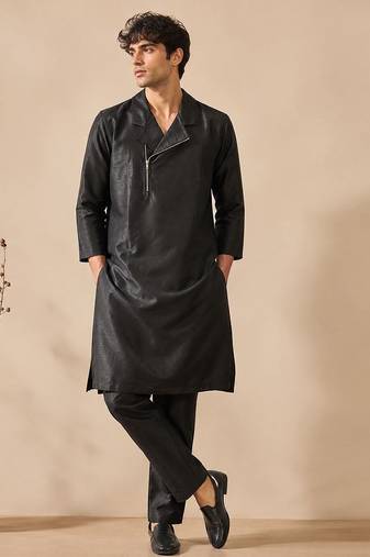 Black bemberg silk kurta and pant