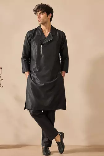 Black bemberg silk kurta and pant