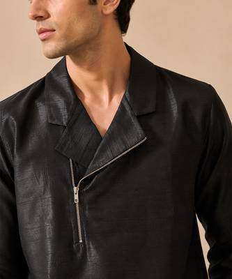 Black bemberg silk kurta and pant 2