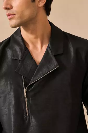 Black bemberg silk kurta and pant