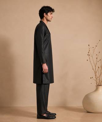Black bemberg silk kurta and pant 3