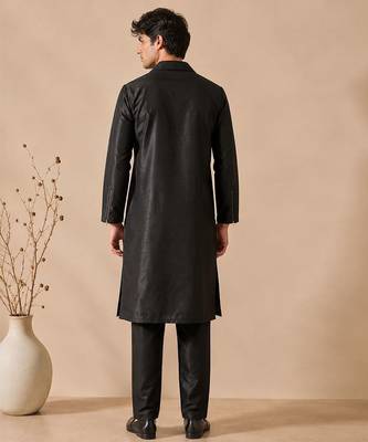Black bemberg silk kurta and pant 4