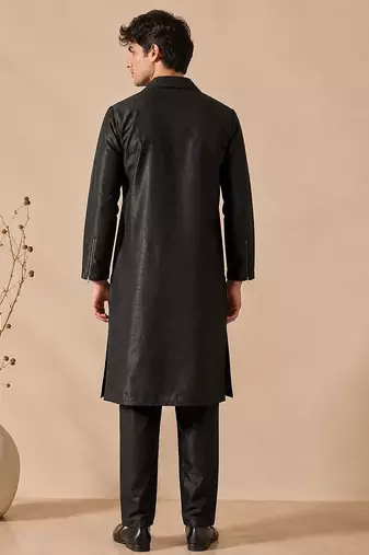 Black bemberg silk kurta and pant