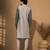Grey blue printed chanderi silk attached jacket kurta and pant