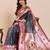 black golden zari work pure silk blend saree with blouse
