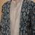 Grey blue printed chanderi silk attached jacket kurta and pant