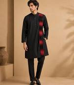 Black red cotton silk kurta and pant