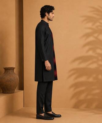 Black red cotton silk kurta and pant 2