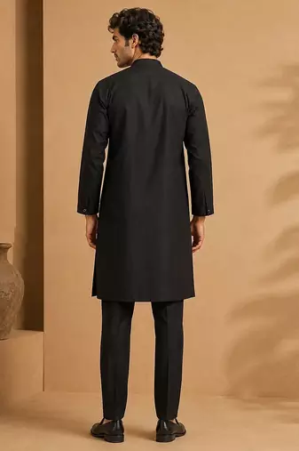 Black red cotton silk kurta and pant