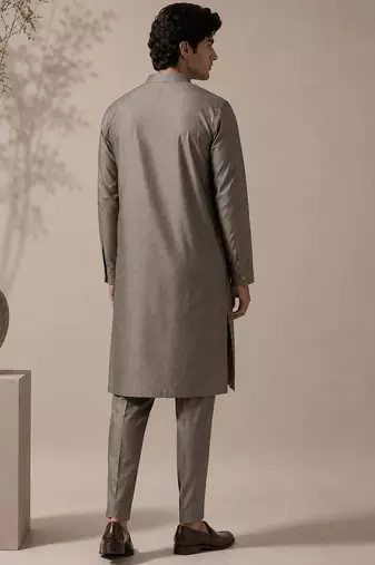 Grey embroidered bemberg silk kurta and pant