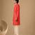 Coral red embroidered chanderi kurta and pant