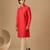 Coral red embroidered chanderi kurta and pant