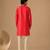 Coral red embroidered chanderi kurta and pant