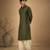 Olive green embroidered cotton silk kurta and dhoti pant