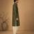 Olive green embroidered cotton silk kurta and dhoti pant