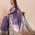 purple golden zari work pure silk blend saree with blouse