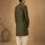 Olive green embroidered cotton silk kurta and dhoti pant