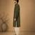 Olive green embroidered cotton silk kurta and dhoti pant