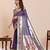 purple golden zari work pure silk blend saree with blouse