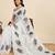 White digital print with jari border linan saree with blouse