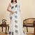 White digital print with jari border linan saree with blouse