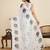 White digital print with jari border linan saree with blouse