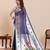 grey golden zari work pure silk blend saree with blouse