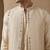 Beige embroidered cotton silk nehru jacket