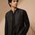 Black bemberg silk nehru jacket