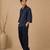 Navy blue chanderi silk kimono wrap co ord set