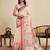 Peach digital print with jari border linan saree with blouse